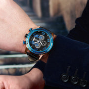 MEGIR Fashion Mens Watches Luxury Sports Watches Leather Strap Army Military Quartz Wristwatch Chronograph Male Clock 2078 - Freeyouthzbandz