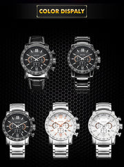 MEGIR Luxury Men's Business Watches Chronograph Waterproof Stainless Steel Quartz Watch Calendar Male Clock Reloj Hombre 3008 - Freeyouthzbandz