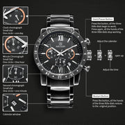 MEGIR Luxury Men's Business Watches Chronograph Waterproof Stainless Steel Quartz Watch Calendar Male Clock Reloj Hombre 3008 - Freeyouthzbandz