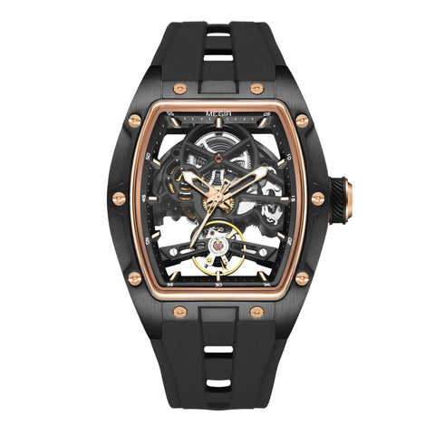 MEGIR Original Fashion Men Watches Automatic Mechanical Watch Steel Case Sport Skeleton Dial Wristwatch Waterproof Clock Reloj Hombre 2242 - Freeyouthzbandz