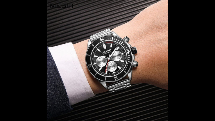 MEGIR Watch with Chronograph Men Fashion Quartz Military Waterproof Calendar Business Casual Wrist Watches Clock Montre Homme - Freeyouthzbandz