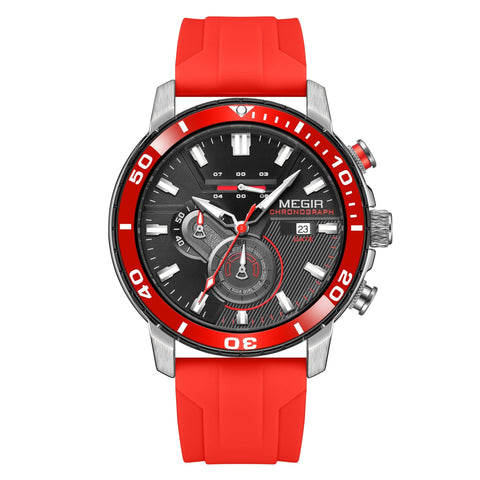 MEGIR Luxury Military Watches for Men Fashion Sport Quartz Wristwatch Waterproof Silicone Band Male Clock Chronograph with Date - Freeyouthzbandz