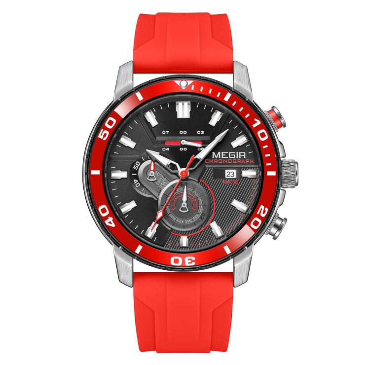 MEGIR Luxury Military Watches for Men Fashion Sport Quartz Wristwatch Waterproof Silicone Band Male Clock Chronograph with Date - Freeyouthzbandz