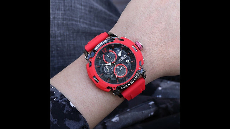 MEGIR Fashion Military Watch for Men Top Luxury Sport Quartz Chronograph Waterproof Male Clock Wristwatch Silicone Reloj Hombre - Freeyouthzbandz