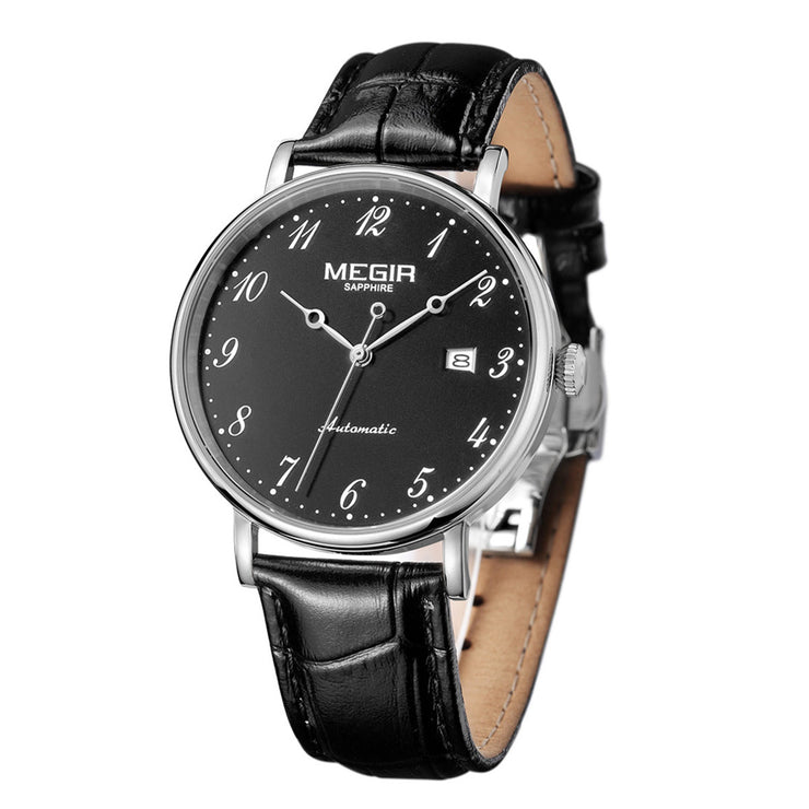 MEGIR Luxury Automatic Mechanical Watch for Men Large Dial Sapphire Leather Strap Male Wristwatch Sports Waterproof Date Clock 62012 - Freeyouthzbandz