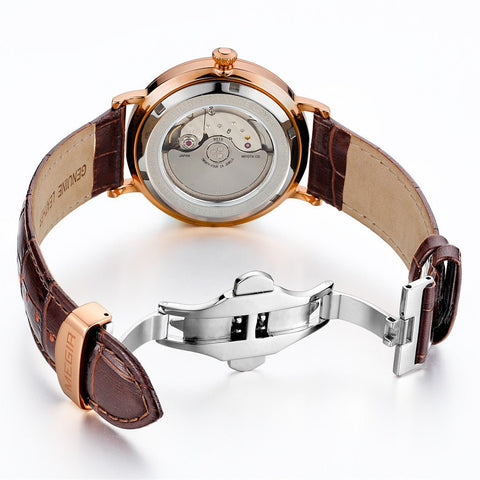 MEGIR Luxury Automatic Mechanical Watch for Men Large Dial Sapphire Leather Strap Male Wristwatch Sports Waterproof Date Clock 62012 - Freeyouthzbandz