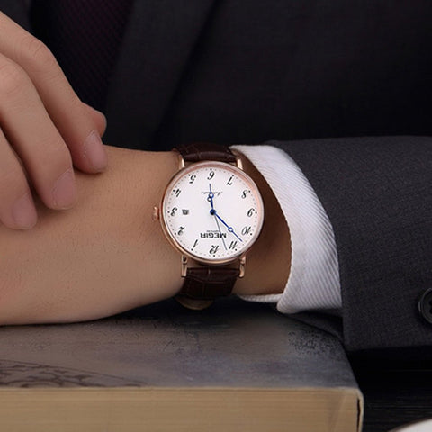 MEGIR Luxury Automatic Mechanical Watch for Men Large Dial Sapphire Leather Strap Male Wristwatch Sports Waterproof Date Clock 62012 - Freeyouthzbandz