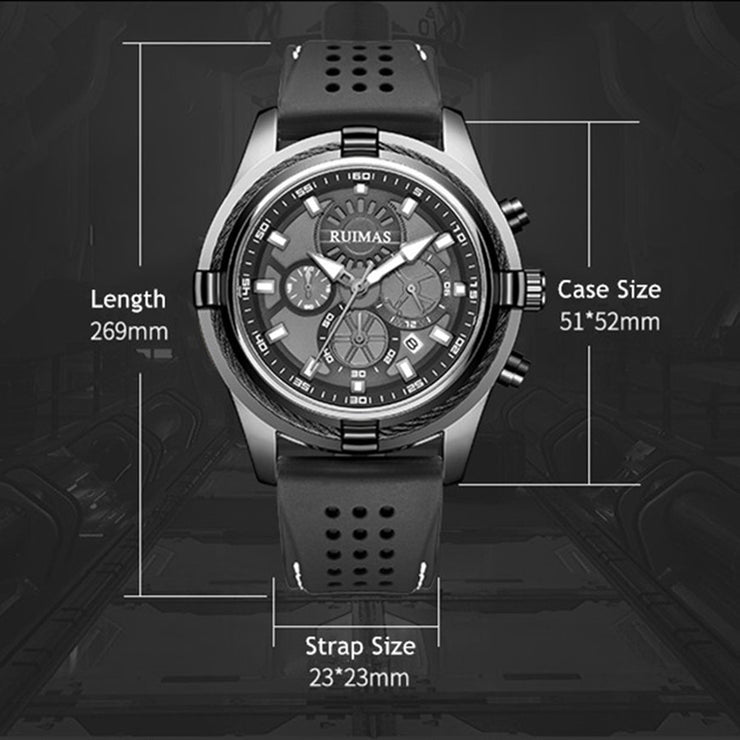 RUIMAS Top Luxury Quartz Wristwatches Men Silicone Large Dial Military Sports Watches Waterproof Luminous Date Reloj Hombre - Freeyouthzbandz