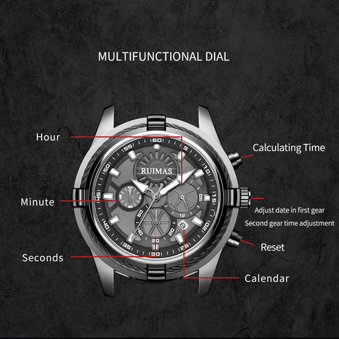 RUIMAS Top Luxury Quartz Wristwatches Men Silicone Large Dial Military Sports Watches Waterproof Luminous Date Reloj Hombre - Freeyouthzbandz