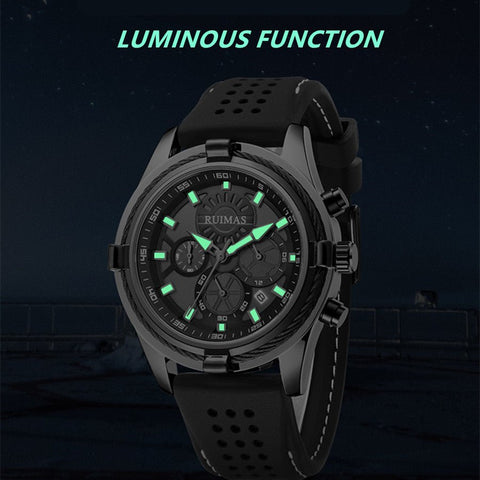 RUIMAS Top Luxury Quartz Wristwatches Men Silicone Large Dial Military Sports Watches Waterproof Luminous Date Reloj Hombre - Freeyouthzbandz