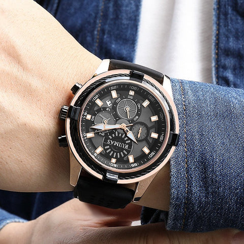 RUIMAS Top Luxury Quartz Wristwatches Men Silicone Large Dial Military Sports Watches Waterproof Luminous Date Reloj Hombre - Freeyouthzbandz