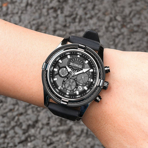 RUIMAS Top Luxury Quartz Wristwatches Men Silicone Large Dial Military Sports Watches Waterproof Luminous Date Reloj Hombre - Freeyouthzbandz