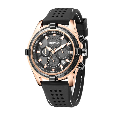 RUIMAS Top Luxury Quartz Wristwatches Men Silicone Large Dial Military Sports Watches Waterproof Luminous Date Reloj Hombre - Freeyouthzbandz