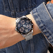 RUIMAS Quartz Watches Men's Business Wristwatch Waterproof Male Clock Chronograph Stainless Steel Casual Watch reloj hombre 331 - Freeyouthzbandz