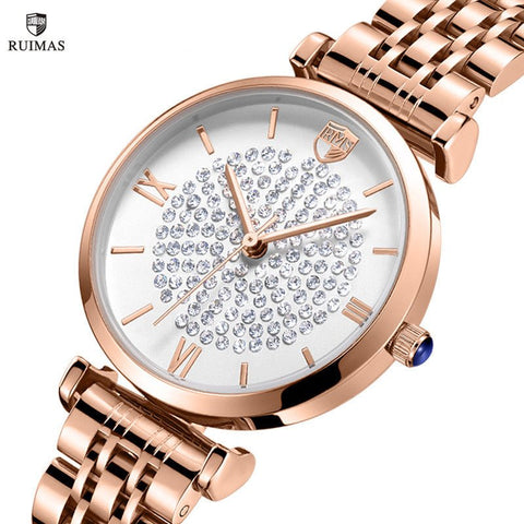 RUIMAS Fashion Women Watch Luxury Quartz Wristwatch Stainless Steel Ladies Casual Watches Dress Clock Relogio Feminino 538 - Freeyouthzbandz