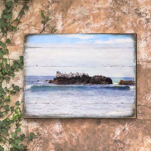 Rock at the Shore Wooden Coastal Wall Art by Nature Wonders - Coastal Sea - Life Decor - 95252 - 2B - Freeyouthzbandz