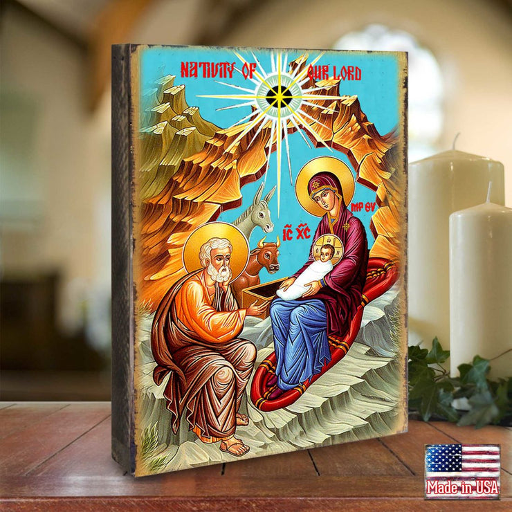 Orthodox Nativity Wooden Gold Plated Religious Orthodox Sacred Icon - Inspirational Icon Decor - 85052 - Freeyouthzbandz