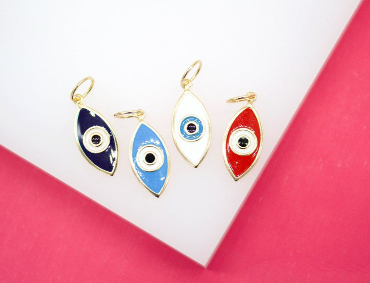 18K Gold Filled Enamel Oval Evil Eye Pendant Charm - Freeyouthzbandz
