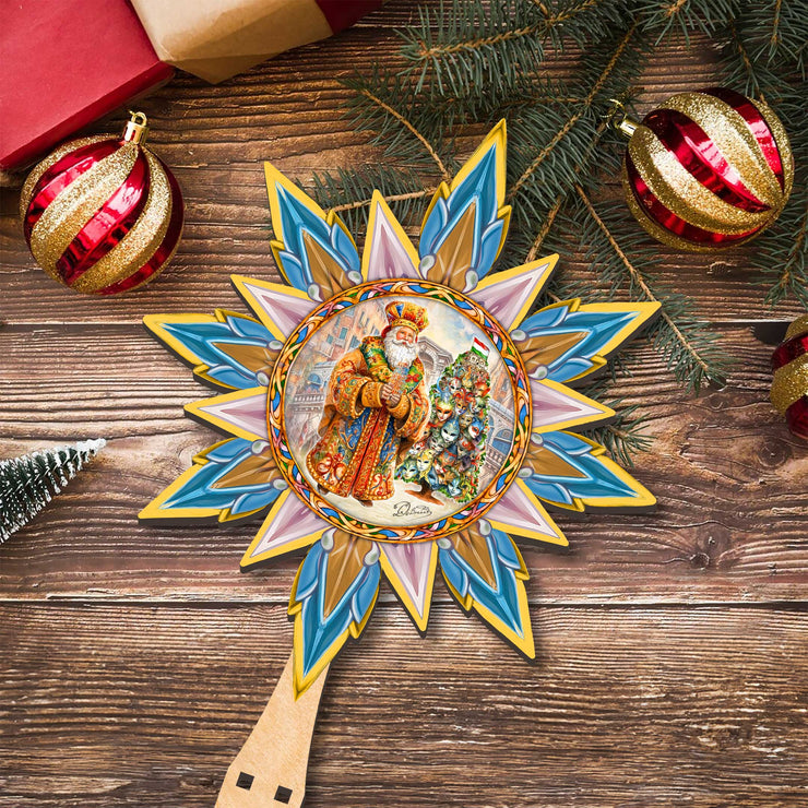 Italian - inspired Santa Tree Topper Wooden Decor by G. Debrekht - Santa Snowman Decor - 89522 - Freeyouthzbandz
