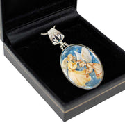 Angels Watching Over Silver Plated Mother of Pearl Jewelry Necklace - 43046 - Freeyouthzbandz