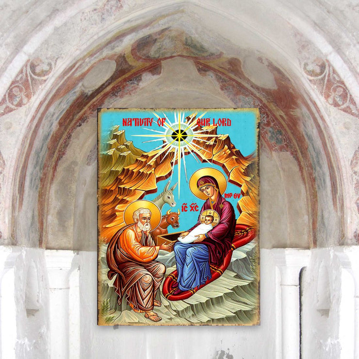 Orthodox Nativity Wooden Gold Plated Religious Orthodox Sacred Icon - Inspirational Icon Decor - 85052 - Freeyouthzbandz