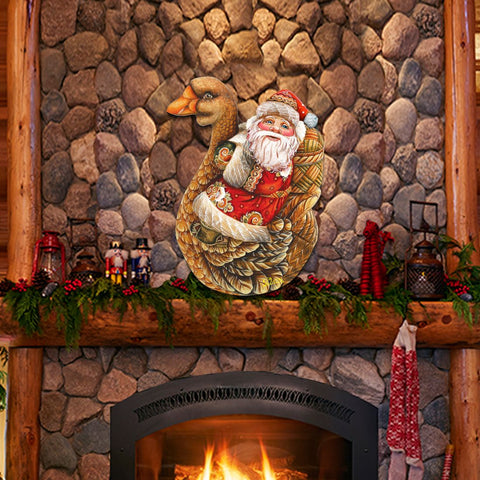 Christmas Goose Santa Christmas Door Decor by G. DeBrekht - Christmas Santa Snowman Decor - 8121633H - Freeyouthzbandz