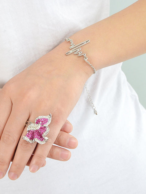 Minimalist Jewellery Gold Silver Black Metal Heartbeat Charm Bracelet for Women - Freeyouthzbandz