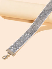 Shiny Gray Tattoo Choker Ribbon Stretch Necklace for Party Fashion Women Collar - Freeyouthzbandz