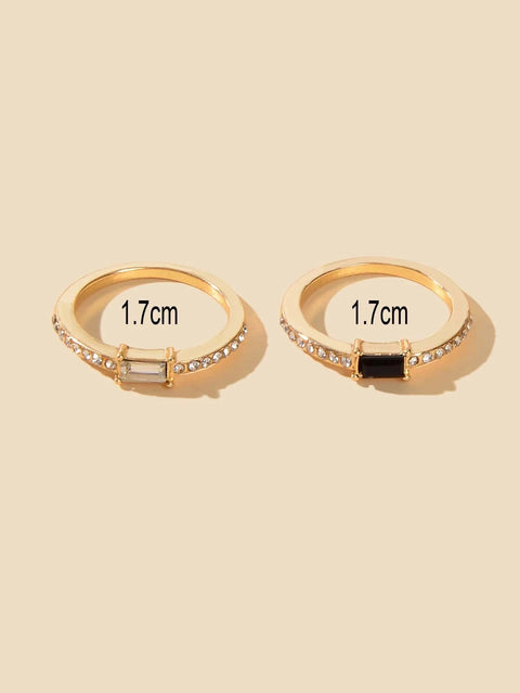 Stackable 2 pcs Wedding Promise Rhinestone Multiple Engagement Finger Rings set - Freeyouthzbandz