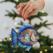 Coastal Decorations - Sapphire Sea Fish Wooden Ornaments by G. Debrekht Coastal Holiday Decor - 8688307 - Freeyouthzbandz