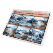 Glacier's Majesty Wooden Cork Placemat and Coasters Gift Set of 7 by Nature Wonders Nature Wildlife Decor - 85402C - S7 - Freeyouthzbandz