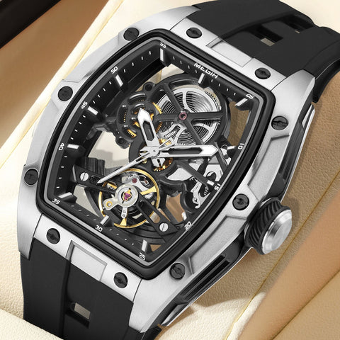 MEGIR Original Fashion Men Watches Automatic Mechanical Watch Steel Case Sport Skeleton Dial Wristwatch Waterproof Clock Reloj Hombre 2242 - Freeyouthzbandz