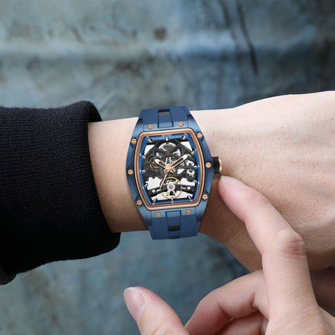 MEGIR Original Fashion Men Watches Automatic Mechanical Watch Steel Case Sport Skeleton Dial Wristwatch Waterproof Clock Reloj Hombre 2242 - Freeyouthzbandz