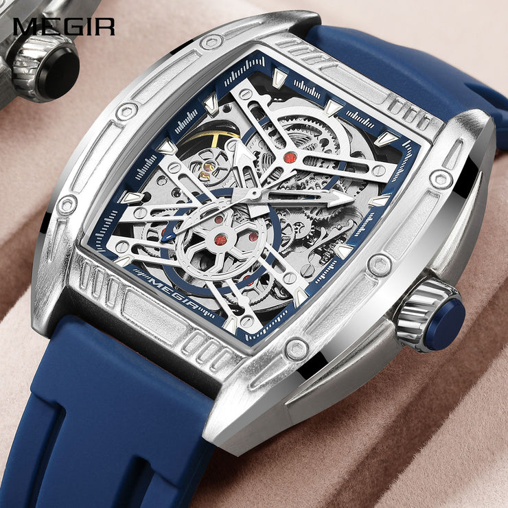 MEGIR Original Luxury Sport Watch for Men Silicone Band Automatic Mechanical Movement WristWatches Luminous Clock Reloj Hombre 8601 - Freeyouthzbandz