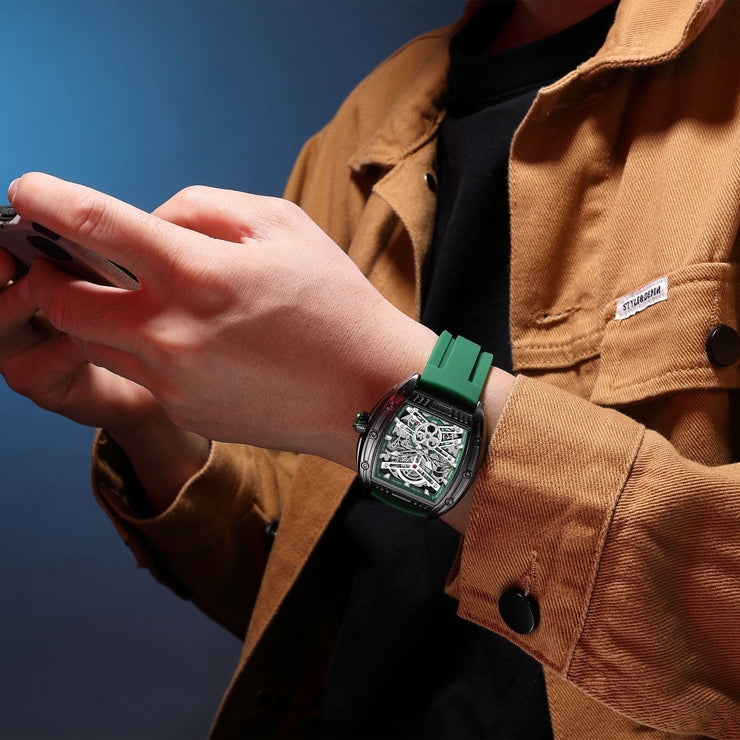 MEGIR Original Luxury Sport Watch for Men Silicone Band Automatic Mechanical Movement WristWatches Luminous Clock Reloj Hombre 8601 - Freeyouthzbandz