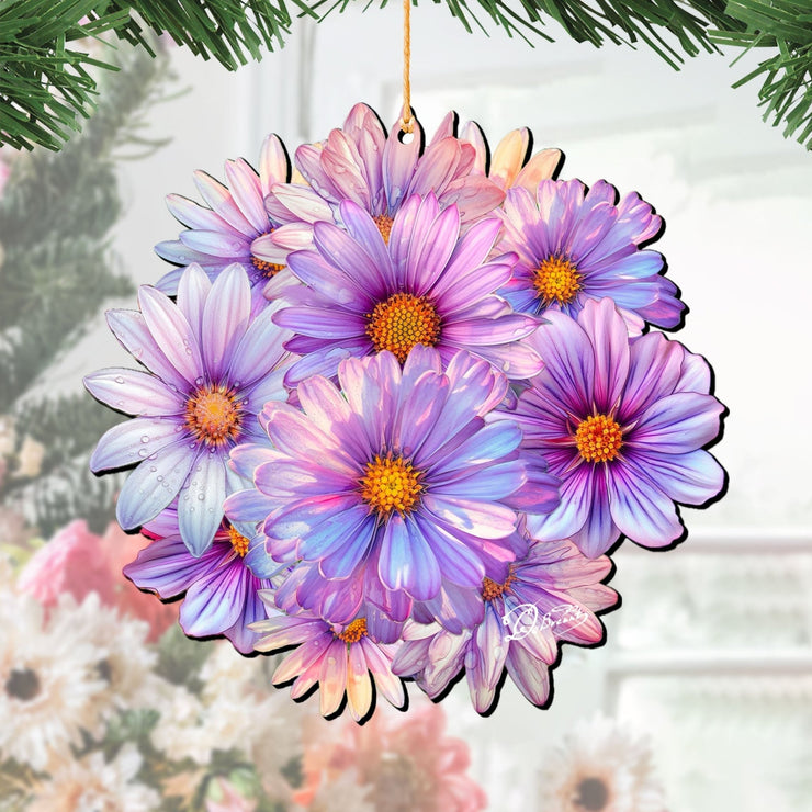 Purple Flowers Wooden Ornaments by G. Debrekht - Love Family Decor - 8688318 - Freeyouthzbandz
