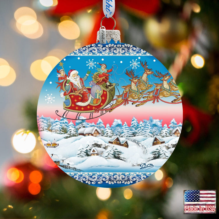 Up - Up and Away Glass Ornament by D. Gelsinger - Christmas Santa Snowman Decor - 71160 - Freeyouthzbandz