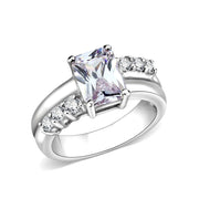 LO5S233 - Sterling Silver Ring with CZ In Clear High Polished( NO Plating) - Freeyouthzbandz