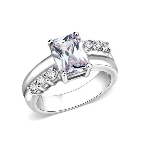 LO5S233 - Sterling Silver Ring with CZ In Clear High Polished( NO Plating) - Freeyouthzbandz