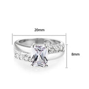 LO5S233 - Sterling Silver Ring with CZ In Clear High Polished( NO Plating) - Freeyouthzbandz