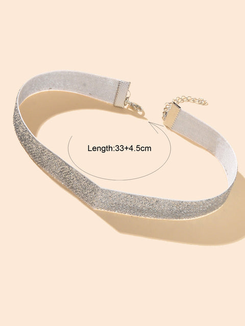 Shiny Gray Tattoo Choker Ribbon Stretch Necklace for Party Fashion Women Collar - Freeyouthzbandz