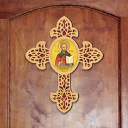 Saint Nicholas Pointy Wooden Cross by Museum Icons - Inspirational Icon Decor - 88321 - Freeyouthzbandz