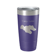 Carp Lake Map Tumbler Travel Mug Insulated Laser Engraved Coffee Cup Michigan 20 oz - Freeyouthzbandz