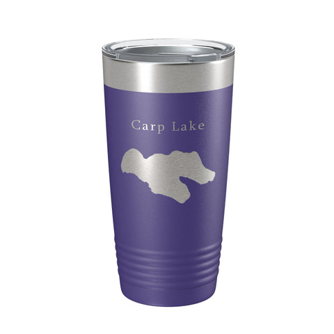 Carp Lake Map Tumbler Travel Mug Insulated Laser Engraved Coffee Cup Michigan 20 oz - Freeyouthzbandz