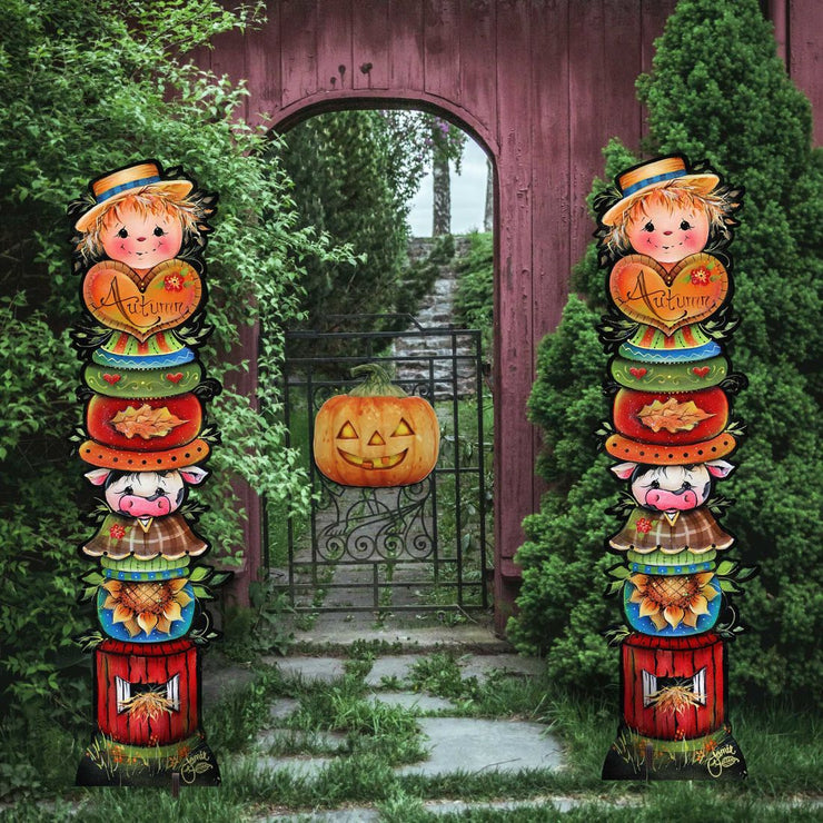 For the Love of Autumn Set of 2 Walkway Greeters Outdoor Decor by Jamie Mills - Price - Halloween Thanksgiving Decor - 8457804F - S2 - Freeyouthzbandz