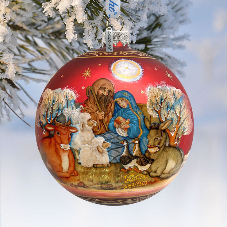 Story of Nativity Ball Glass Ornament Limited Edition by G. DeBrekht - Nativity Holiday Decor - 73853 - Freeyouthzbandz