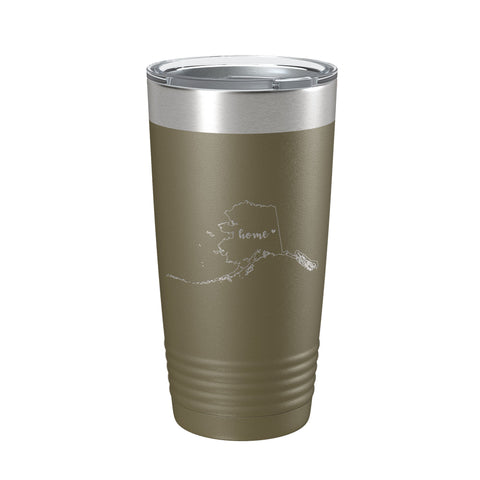 Alaska Tumbler Home State Travel Mug Insulated Laser Engraved Map Coffee Cup 20 oz - Freeyouthzbandz