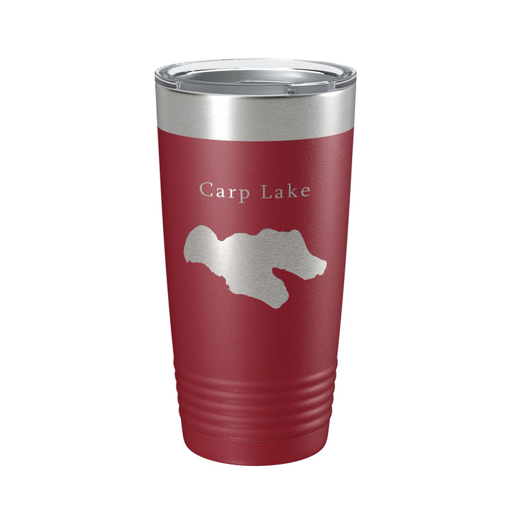 Carp Lake Map Tumbler Travel Mug Insulated Laser Engraved Coffee Cup Michigan 20 oz - Freeyouthzbandz