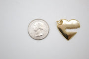 18K Gold Filled Heart With Key Outline Pendant Charm (A270) - Freeyouthzbandz