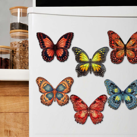 Summer Butterfly Decorative Eco Wood Magnets Set of 6 by G. Debrekht - Wildlife Decor - 8090012 - 1G - S6 - Freeyouthzbandz